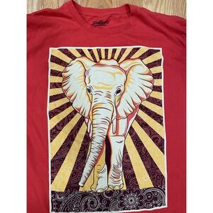 Popular Poison Elephant Graphic Print Red & Yellow Men's 2XL T-shirt Safari